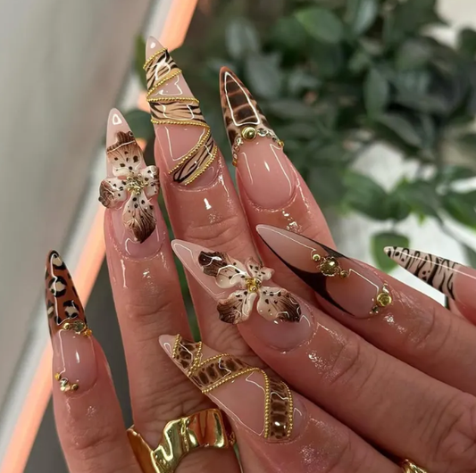 Luxury Wild Elegance Reusable Acrylic Press-On Nails (10pcs)