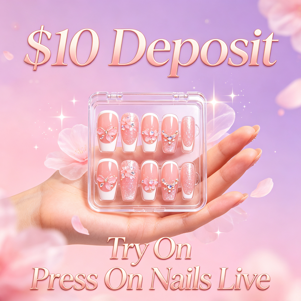 $10 Deposit Try On Press On Nails Live