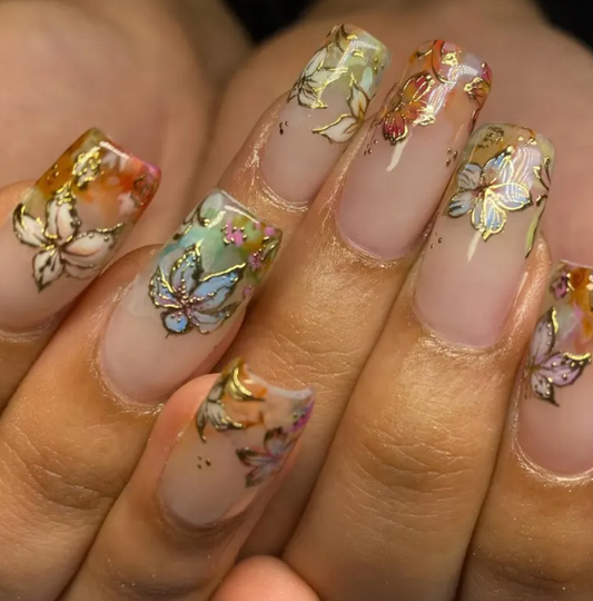 Watercolor Floral Gilded Garden