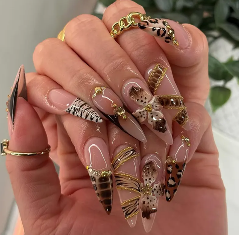 Luxury Wild Elegance Reusable Acrylic Press-On Nails (10pcs)