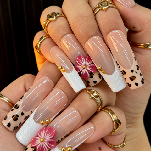 Blush Leopard Floral Edge