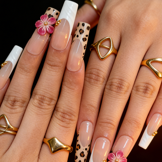 Blush Leopard Floral Edge