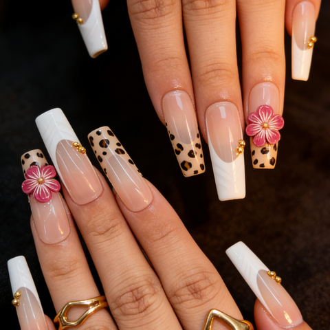 Blush Leopard Floral Edge