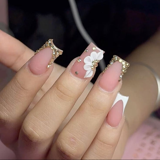 3D Floral Gold Rhinestone