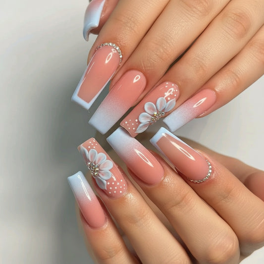 Pink & Blue Ombre Floral